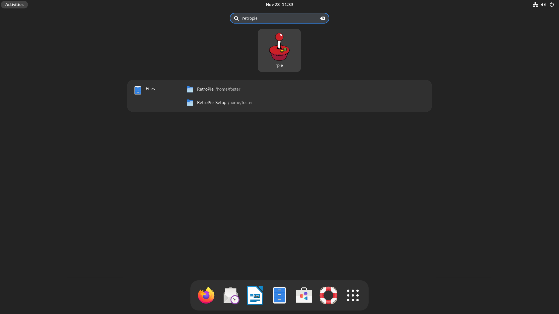 RetroPie on the GNOME app dashboard